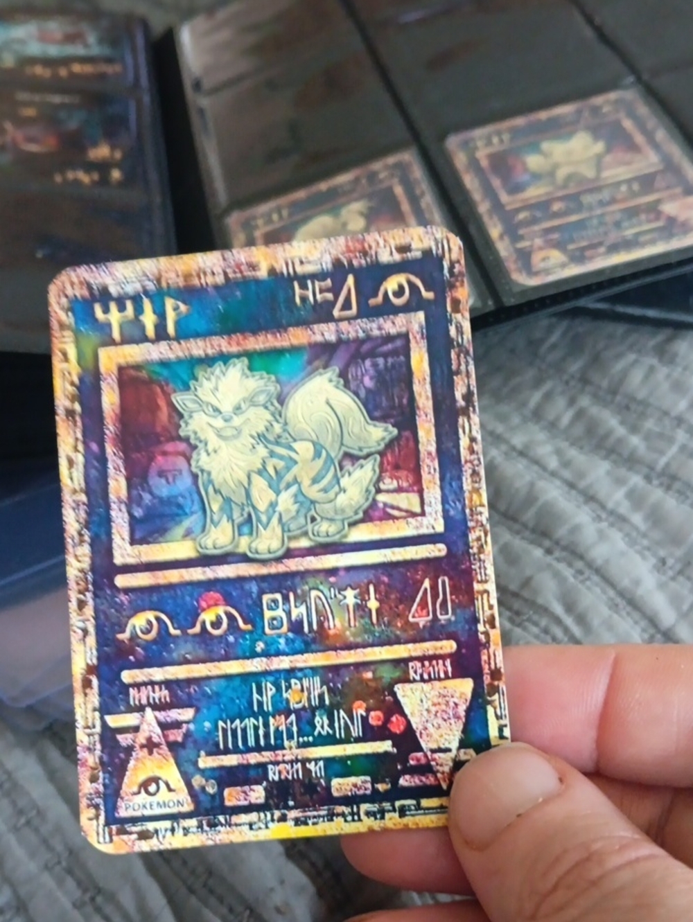 Holographic Arcanine-Inspired Collectible Game Card - Multicolor
